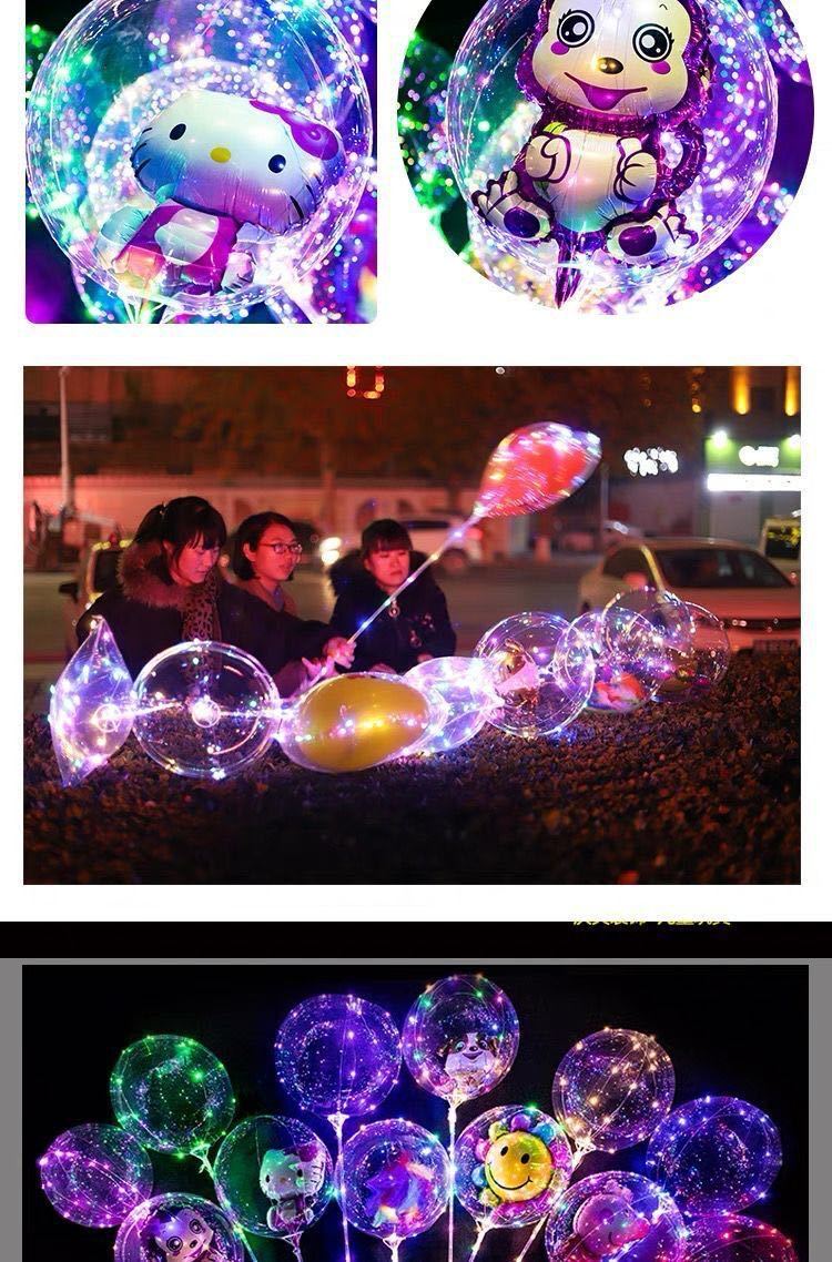 LED cartoon illuminated transparent balloon ground promotion night market Hot sale, night light Internet celebrity bubble ball with light, hot product direct sales pic 4