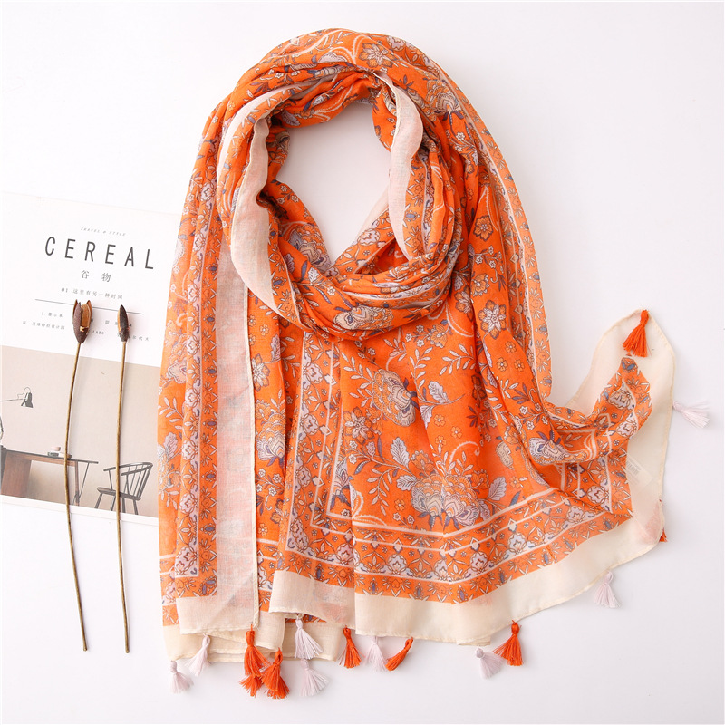 Japanese-style artistic and fresh cotton and linen scarf, retro patchwork Bohemian cashew print silk scarf, beautiful sun protection scarf, whisker, Korean cotton dense Bali gauze scarf shawl pic 43