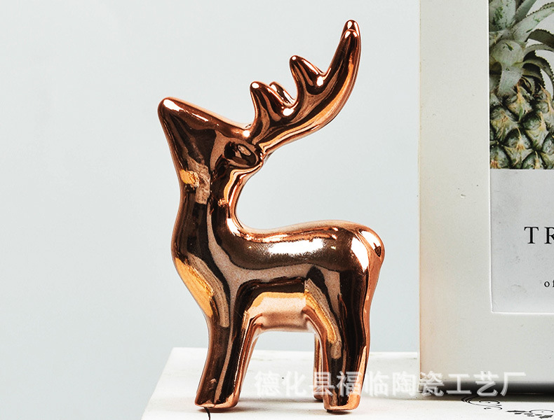 Nordic creative ceramic electroplated animal handicrafts, tabletop ornaments, small gifts, decorative items, bonsai, trinkets, return gifts pic 17