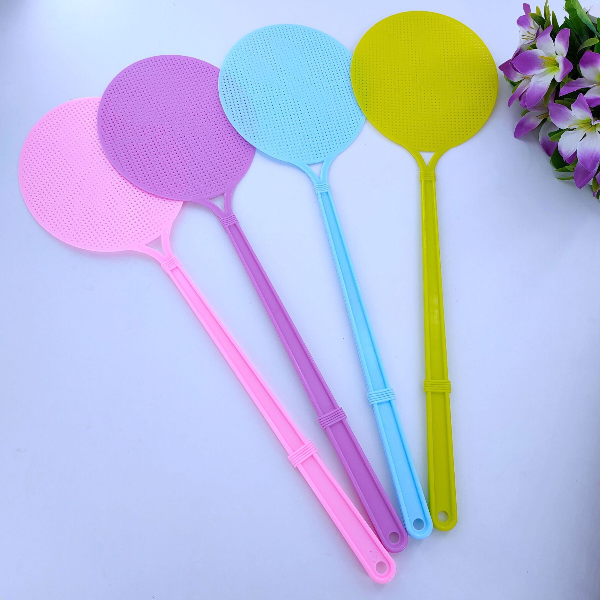 【1-8 Zones 】 Round head plastic swatter 10/ pack 800/ box Large household plastic long-handled thickened fly swatter manual mosquito swatter round head fly swatter wholesale 1 yuan pic 7