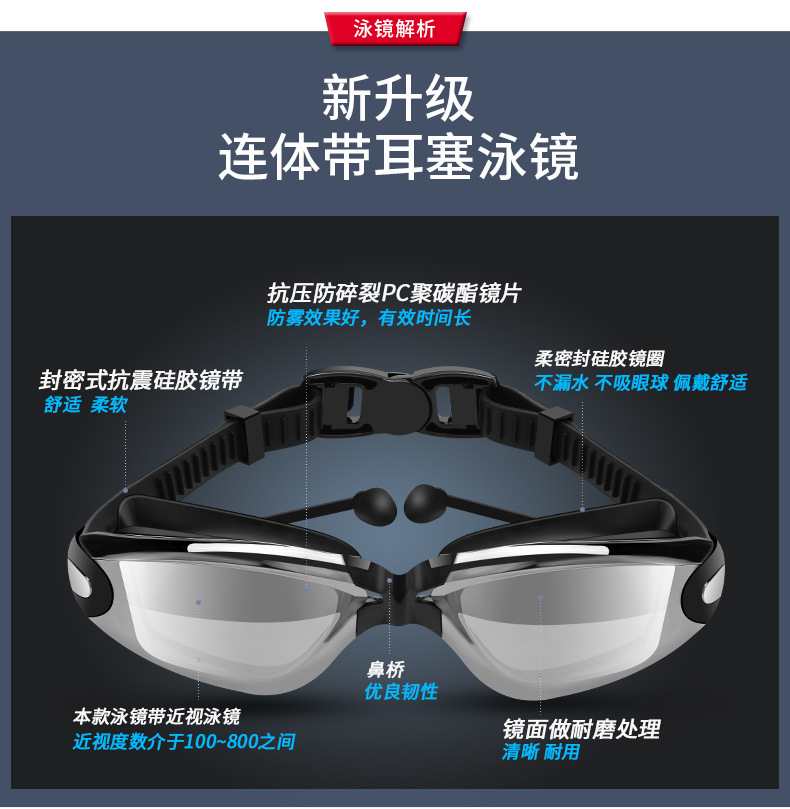 泳裤男平角男士温泉裤大码宽松游泳衣男款时尚泳镜泳帽套装备泳装详情19