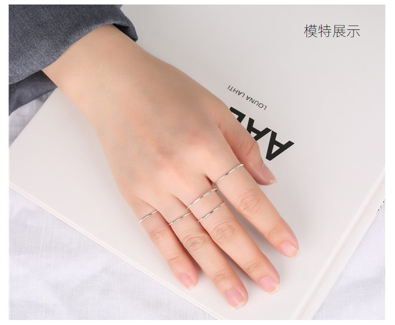 Wholesale S925 sterling silver aperture rings for women, 1.2mm to 1mm fine rings, fashionable band rings, and ring finger joint rings from the manufacturer pic 24