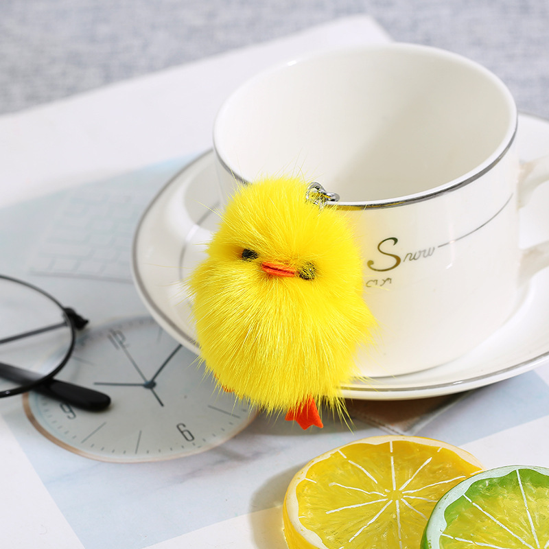 Ins真狐狸毛小黄鸭毛绒钥匙扣挂件女生包包钥匙挂饰（质量好）详情10