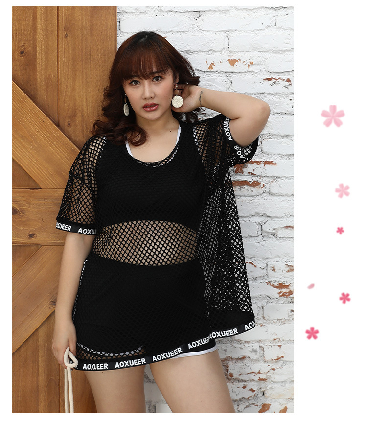 Plus-size swimwear for overweight women, three-piece two-piece set, loose, slimming, belly covering, conservative hot spring swimwear manufacturer wholesale cross-border -226581 pic 15