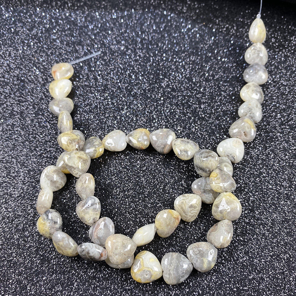 天然石头半宝石心形半宝石珠子40cm详情51