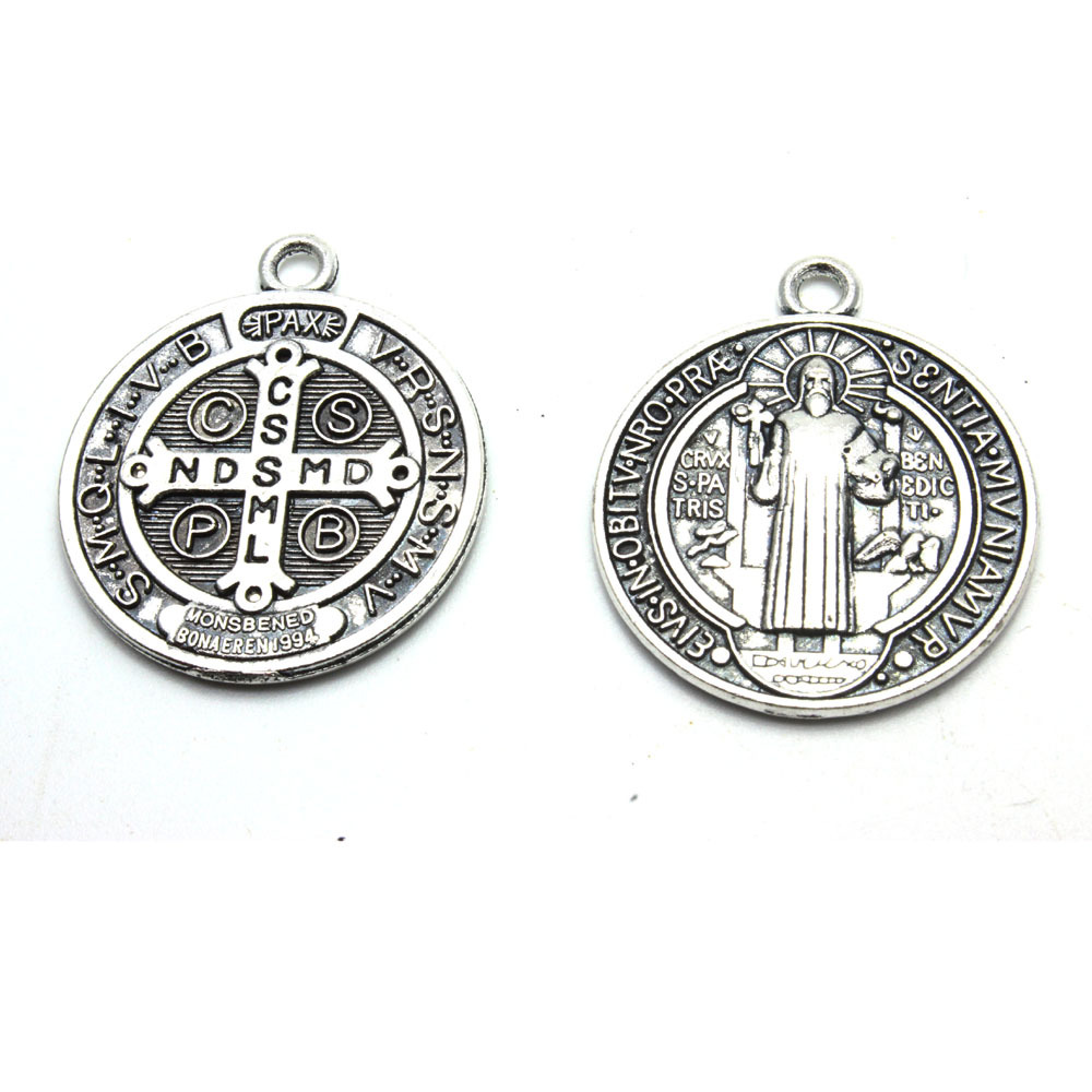 Single-circle Amazon metal pendant Saint Benedict Italian pendant pic 1