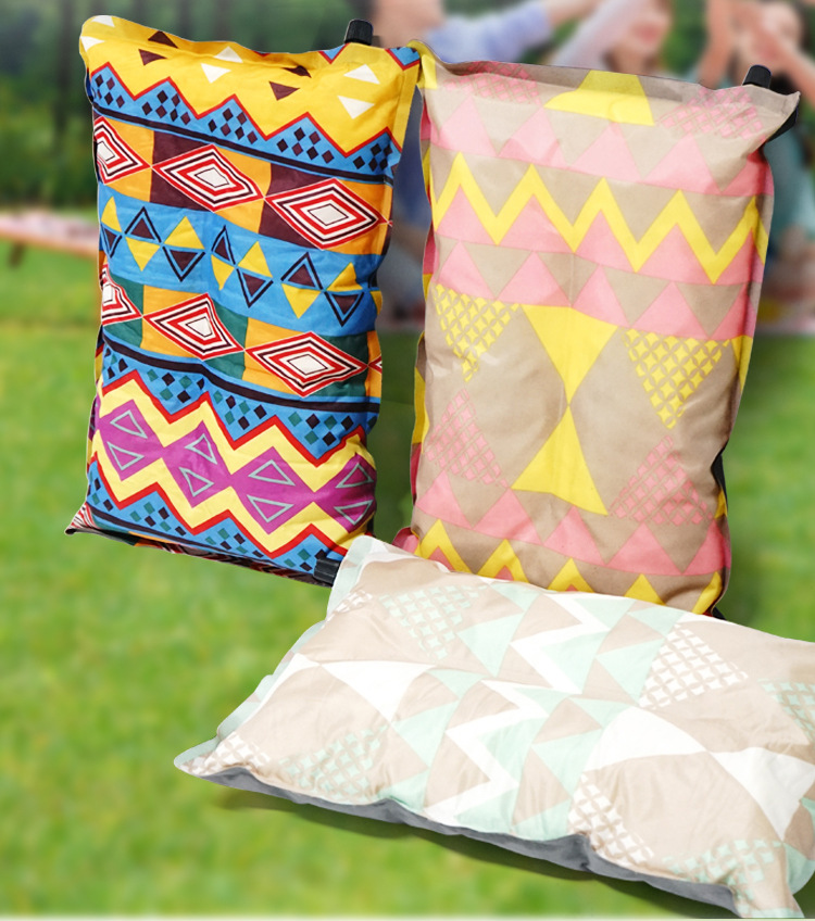 Inflatable ethnic-style printed pillows, sleeping pillows, car travel pillows, backrest pillows, outdoor leisure camping storage air pillows pic 11
