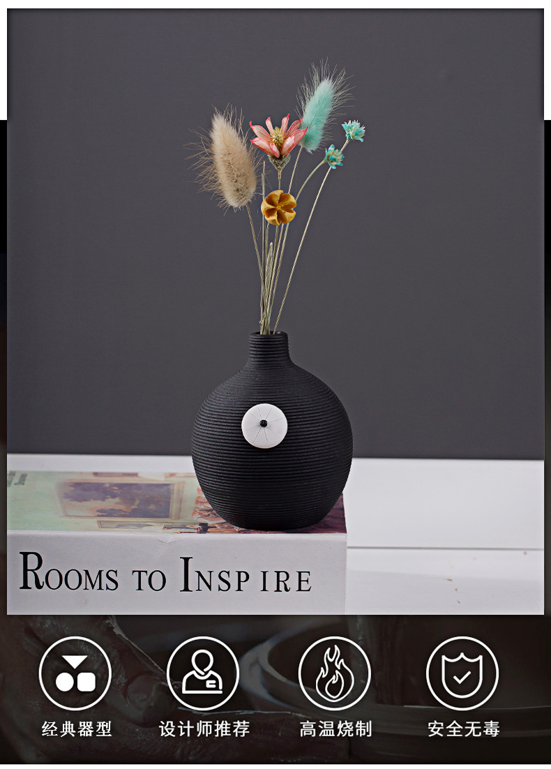 2026 Modern and simple ceramic vase, creative threaded Pothos hydroponic flower vase, Nordic home dried flower arrangement decorative item pic 5