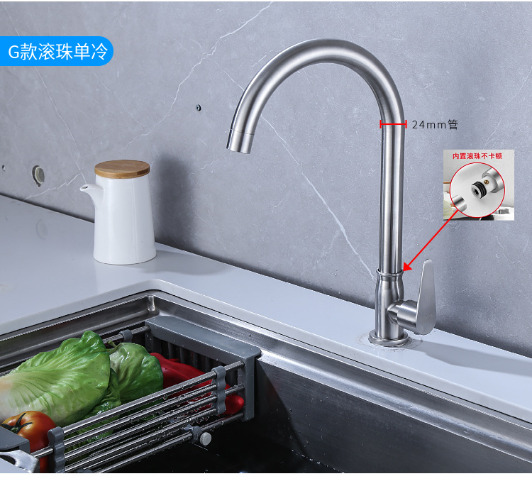 Kaiping manufacturer wholesale 304 stainless steel kitchen hot and cold water faucets, washing basins, single sink, rotating pull faucets pic 25