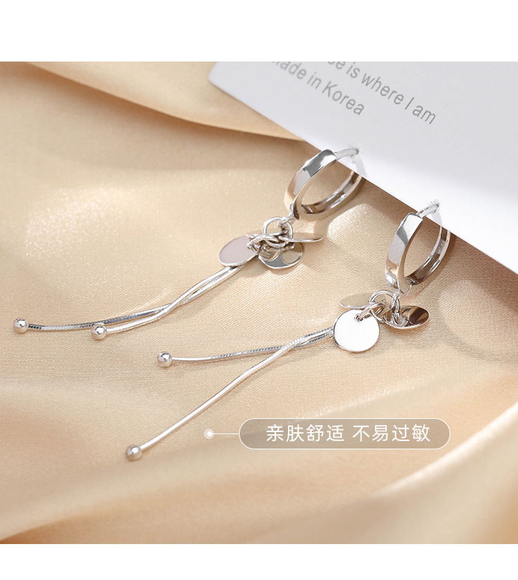 s925 sterling silver round tassel ear buckles are versatile and fashionable earrings. They are long, elegant, fashionable and high-end, with a cold style pic 10
