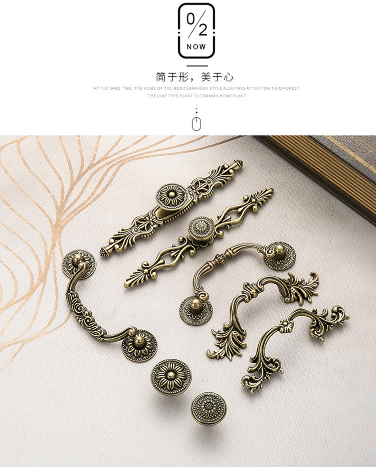 欧式复古橱柜衣柜门拉手美式鞋柜抽屉把手书柜电视柜单孔吊环拉手详情29