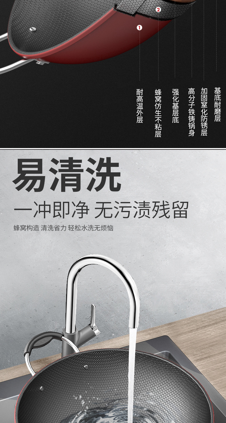 【 Factory Wholesale 】 Complete range of honeycomb non-stick pans, frying pans, flat-bottomed iron pans, household cooking pans, gift cookware pic 11