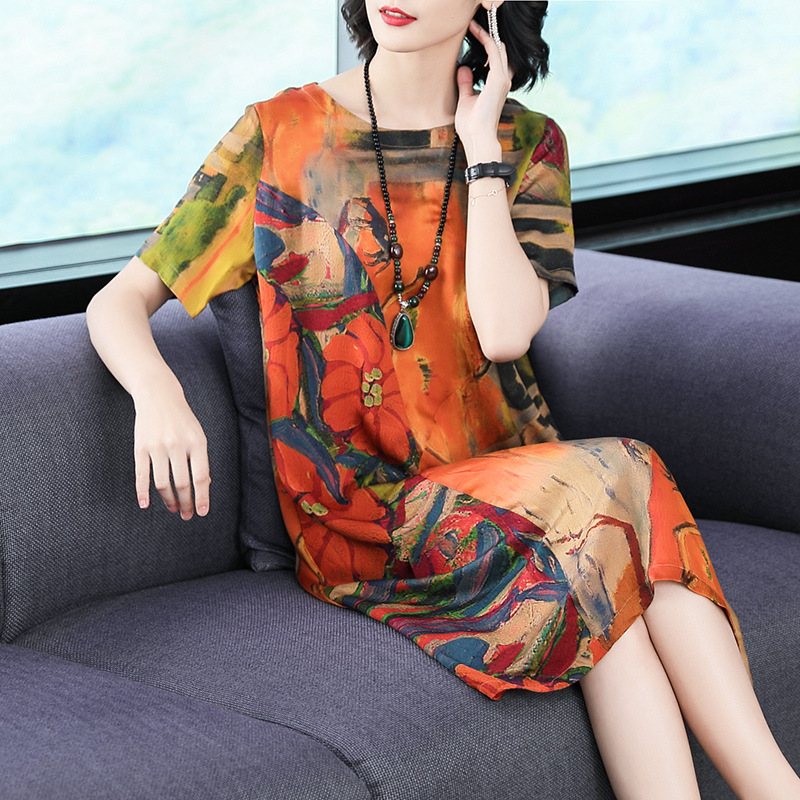 妈妈过膝35一45夏中老年女装小香风气质连衣裙子显瘦春装春秋装详情5