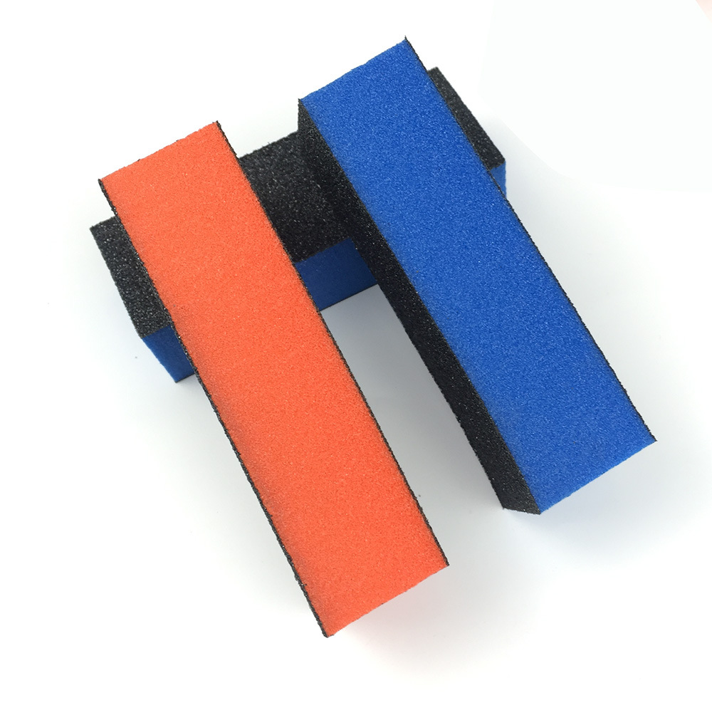 Factory direct sales of three-sided sand blocks in stock for wholesale, high-elastic cotton tofu blocks, washed black square nail files pic 7