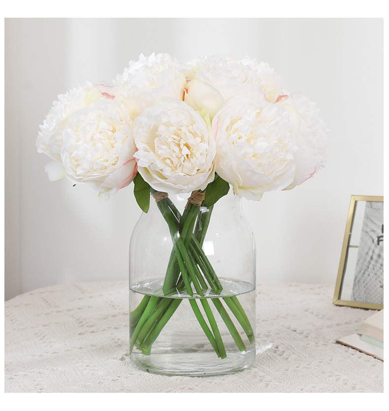 厂家批发欧式仿真花手扎5头牡丹家居装饰假花婚庆用品摆件批发详情24