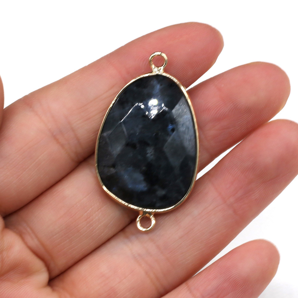 DIY jewelry making and wholesale of natural semi-precious stone irregular teardrop-shaped cut flour crystal gold-plated edge connectors pic 8