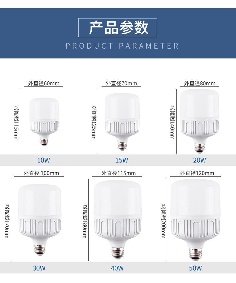 led bulb E27, household high-power, high-style bulb, street lamp, screw-top energy-saving bulb, super bright pic 6