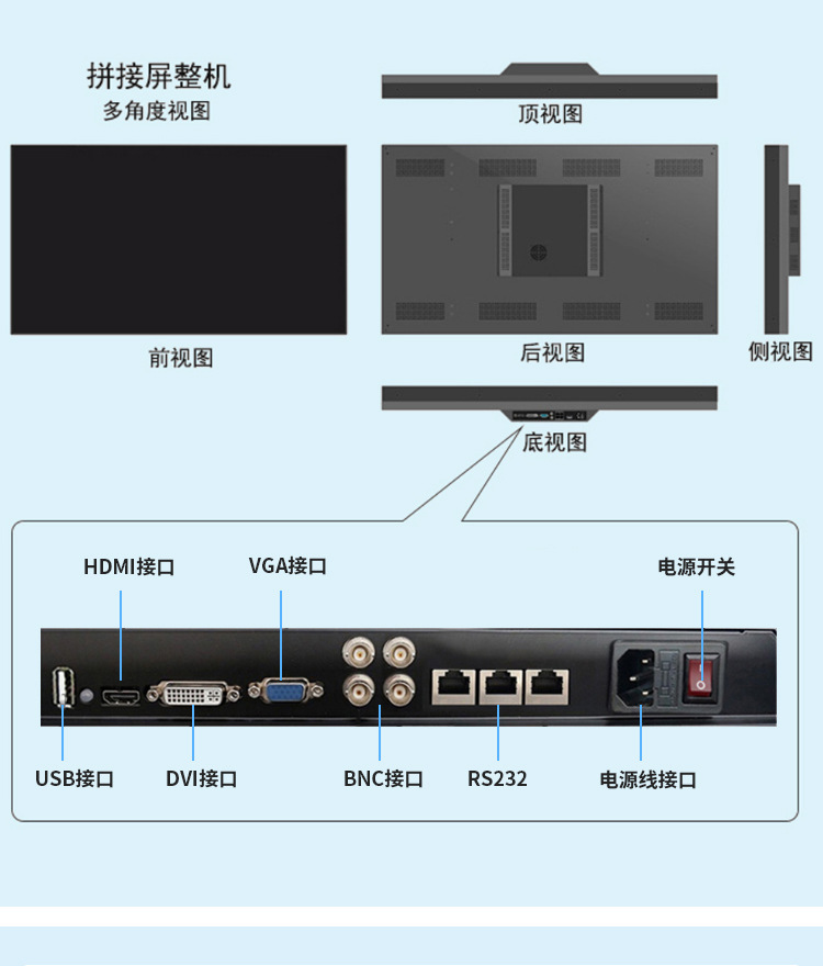 拼接屏46 49 55寸会议多功能报告厅展厅广告屏超窄边液晶显示屏详情10