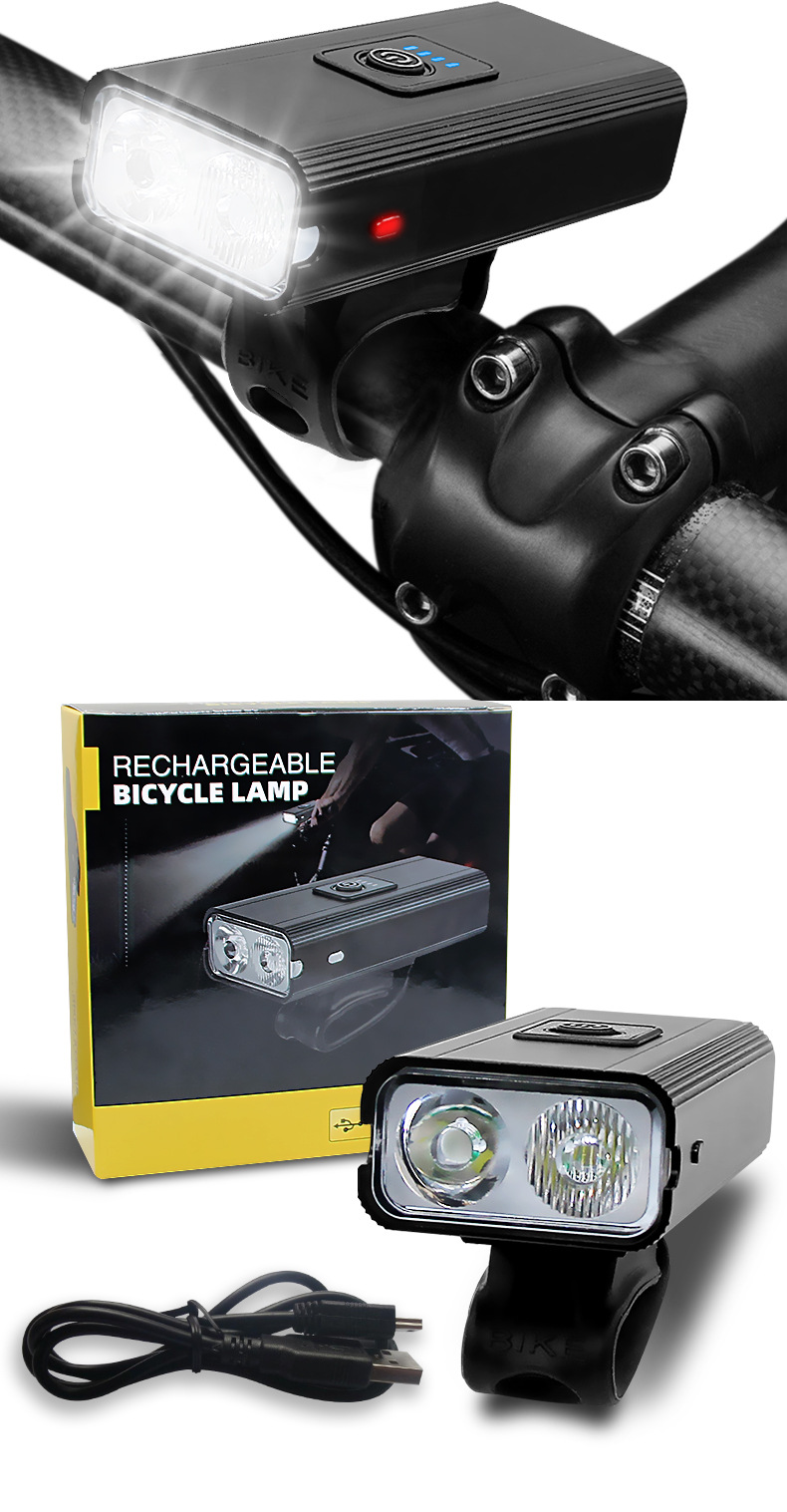New bicycle headlight USB charging, strong light, rainproof night ride, mountain bike flashlight, cycling equipment accessories, mountain bike cycling lamp pic 3