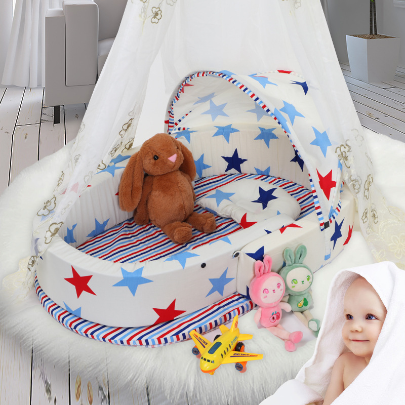 跨境爆款婴儿蚊帐新款宝宝折叠式带棉垫蚊帐床儿童卡通防蚊床批发详情47