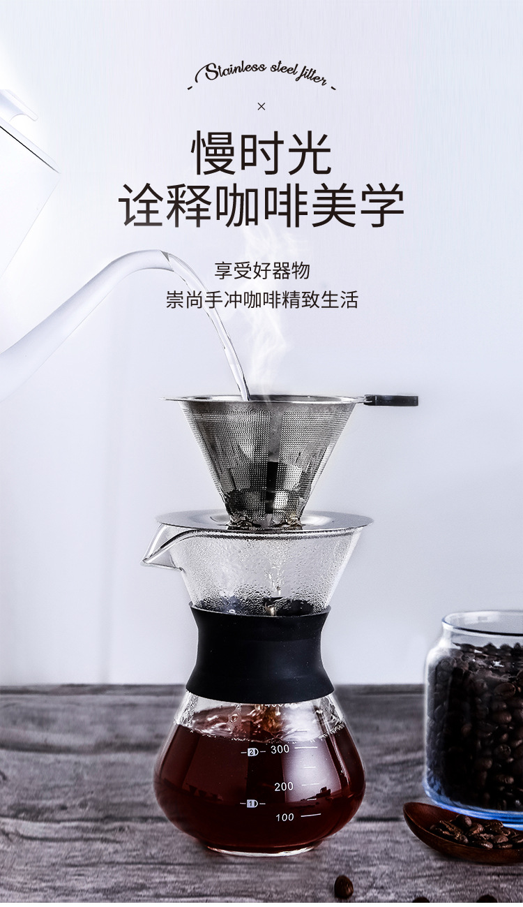 Kangzhisi Factory wholesale 304 stainless steel coffee filter screens, coffee filters, coffee funnels, American-style drip filters pic 2