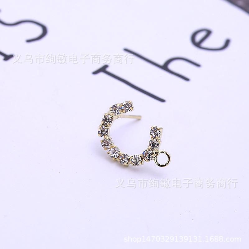 新款DIY手工精美合金烧焊爪链耳钉镶钻几何仿925银针耳饰耳坠配件详情27