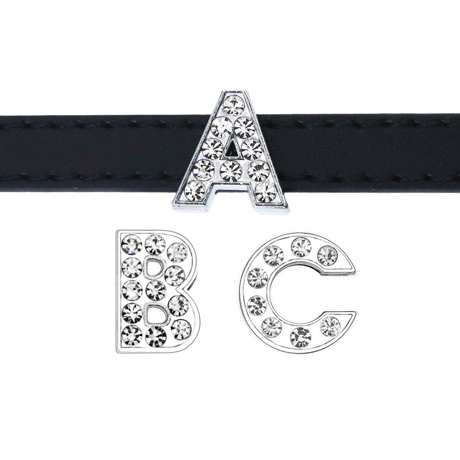 Alloy full diamond letter, water diamond letter jewelry diy personalized bracelet, key chain, thin band jewelry accessories pic 19