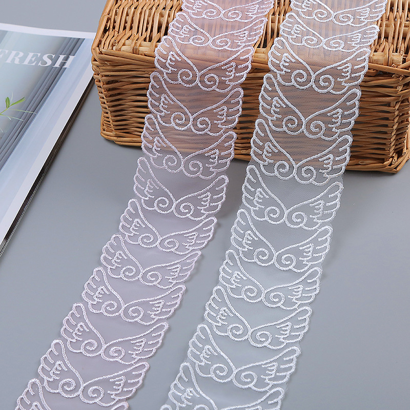 Factory wholesale of 5.5cm organza wings, DIY handcrafted home soft furnishings, lace bedding, wedding lace pic 2