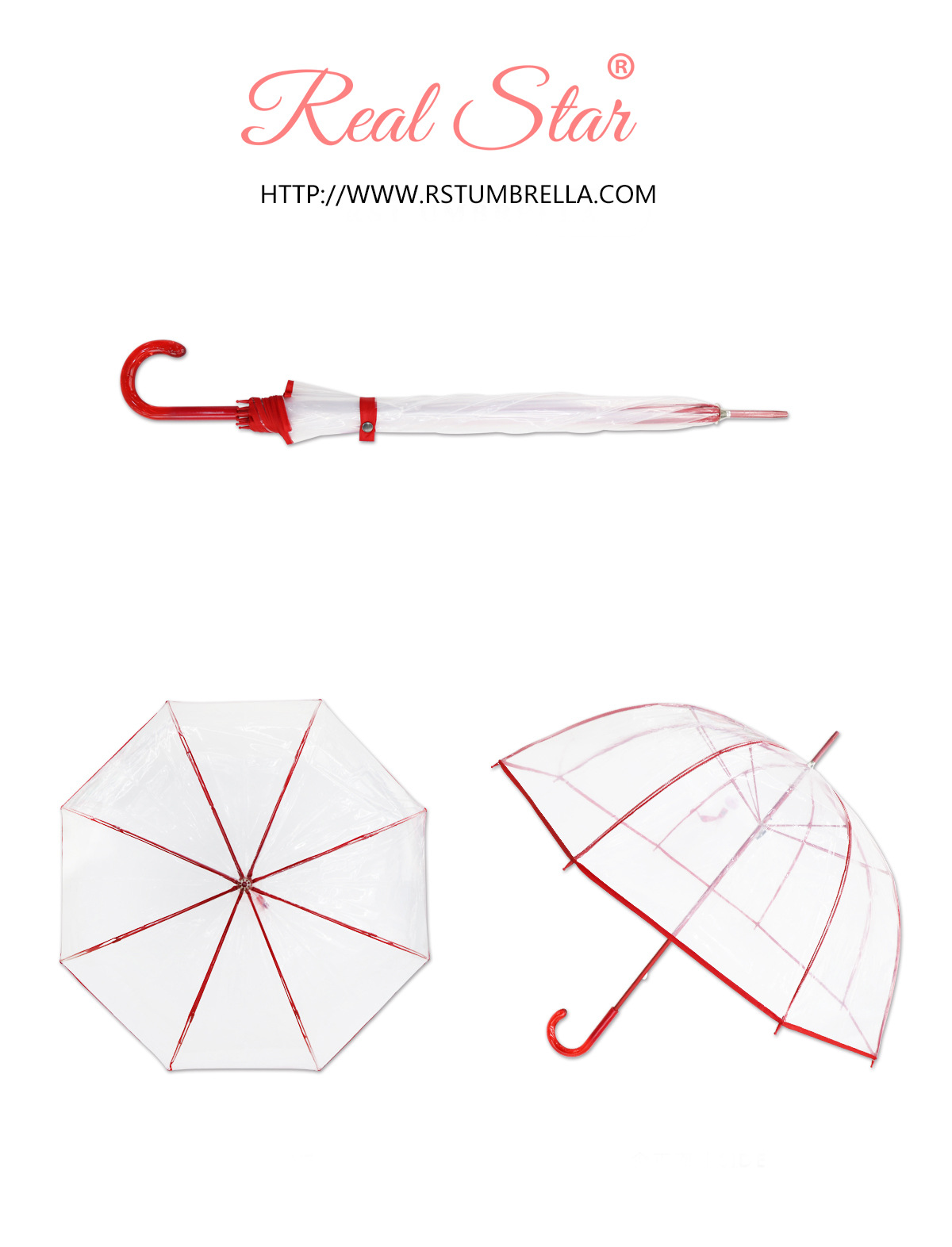 无图案泡泡伞塑料透明伞手动开收铝合金中棒雨伞外贸厂家现货批发详情8