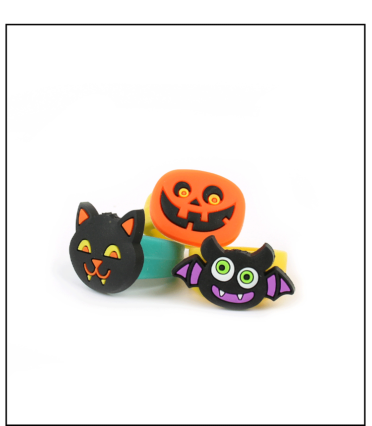 跨境小商品硅胶戒指南瓜圣诞节派对卡通儿童手环万圣节戒指厂现货详情15