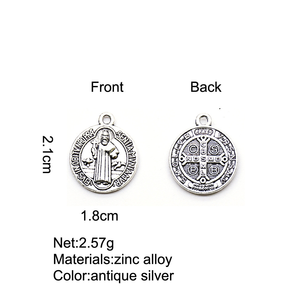 20 pieces per pack: Pendant accessories, bracelet, pendant, Saint Benedict retro silver alloy accessories, rosary DIY ornaments pic 1