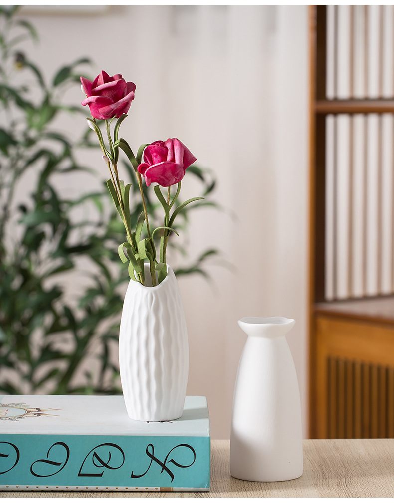 2025 Frosted unfired white ceramic small vase Mini Creative and simple living room home flower arrangement and dried flower decoration piece pic 6