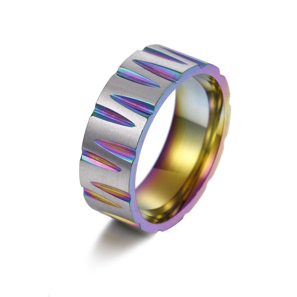 Wholesale of new cross-border stainless steel W victory rings with vacuum electroplating and seven-color brushed jewelry in the furnace, popular in Europe and America pic 14