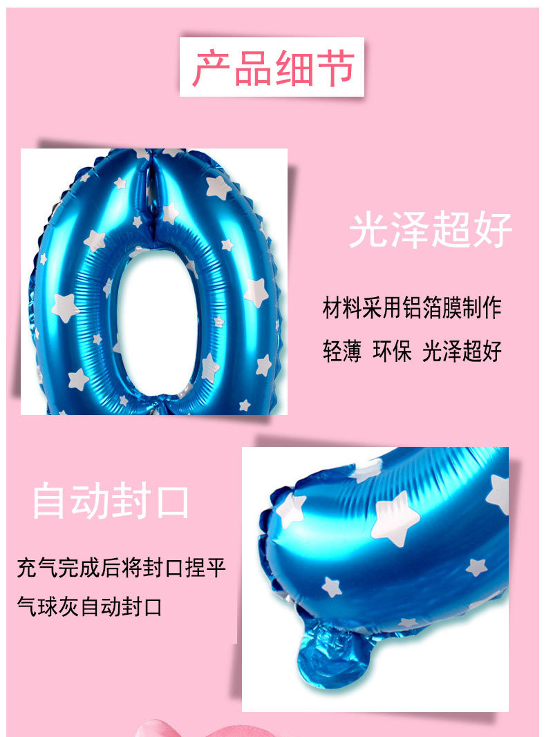 厂家16寸小号数字铝膜气球婚庆生日派对装饰布置用品数字气球 pic 5