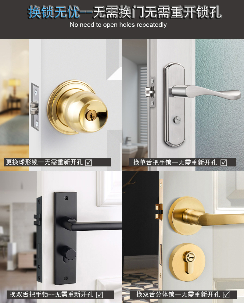 Tuya smart fingerprint lock handle password lock wholesale wooden door fingerprint lock Electronic password Lock Remote smart door lock pic 2