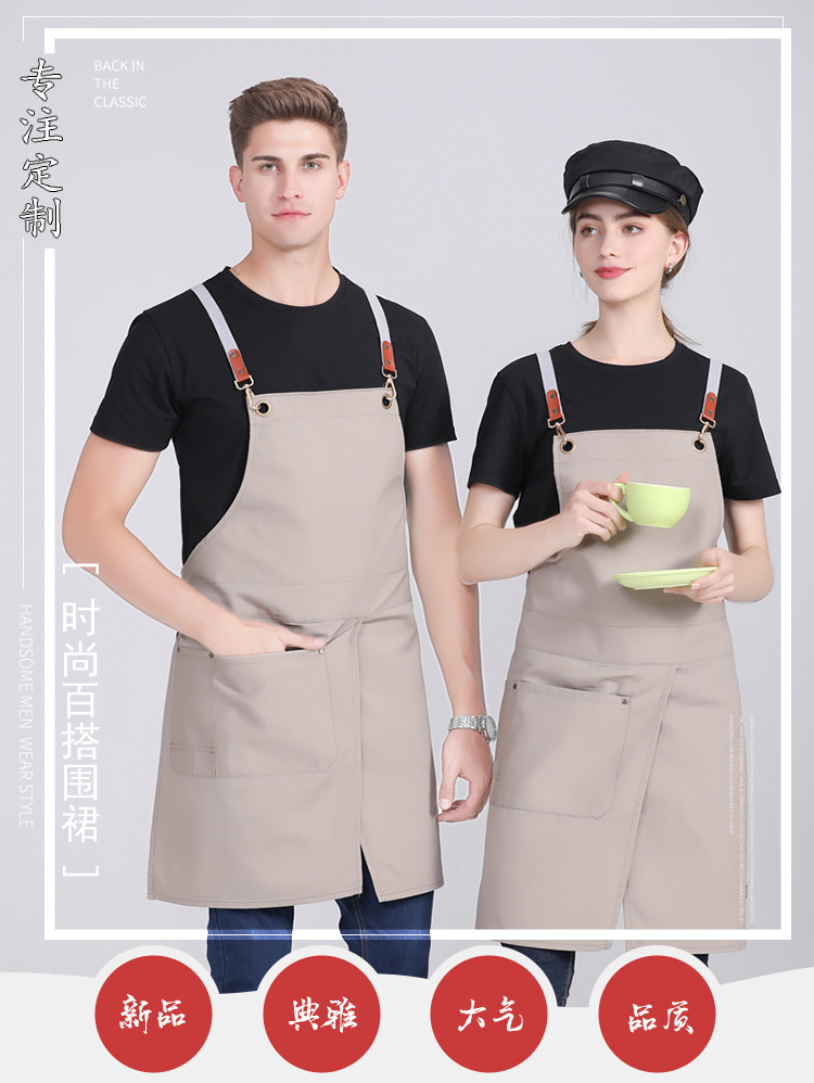 Wholesale canvas aprons for coffee shops, Western restaurants, manicures, beauty treatments, paintings, denim halter-neck aprons, and work aprons pic 3
