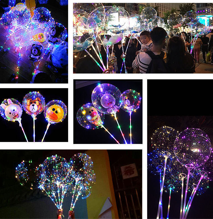 LED cartoon illuminated transparent balloon ground promotion night market Hot sale, night light Internet celebrity bubble ball with light, hot product direct sales pic 11