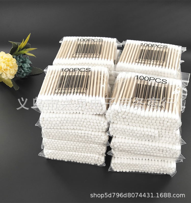 【 Zone 1-8 】100 heads 【 Foreign Trade Cotton swabs 】20/ pack 480/ box Factory direct supply 100 bagged cotton swabs, wooden swabs, disposable double-headed cotton swabs, cotton swabs, degreased cotton swabs, 1 yuan pic 1