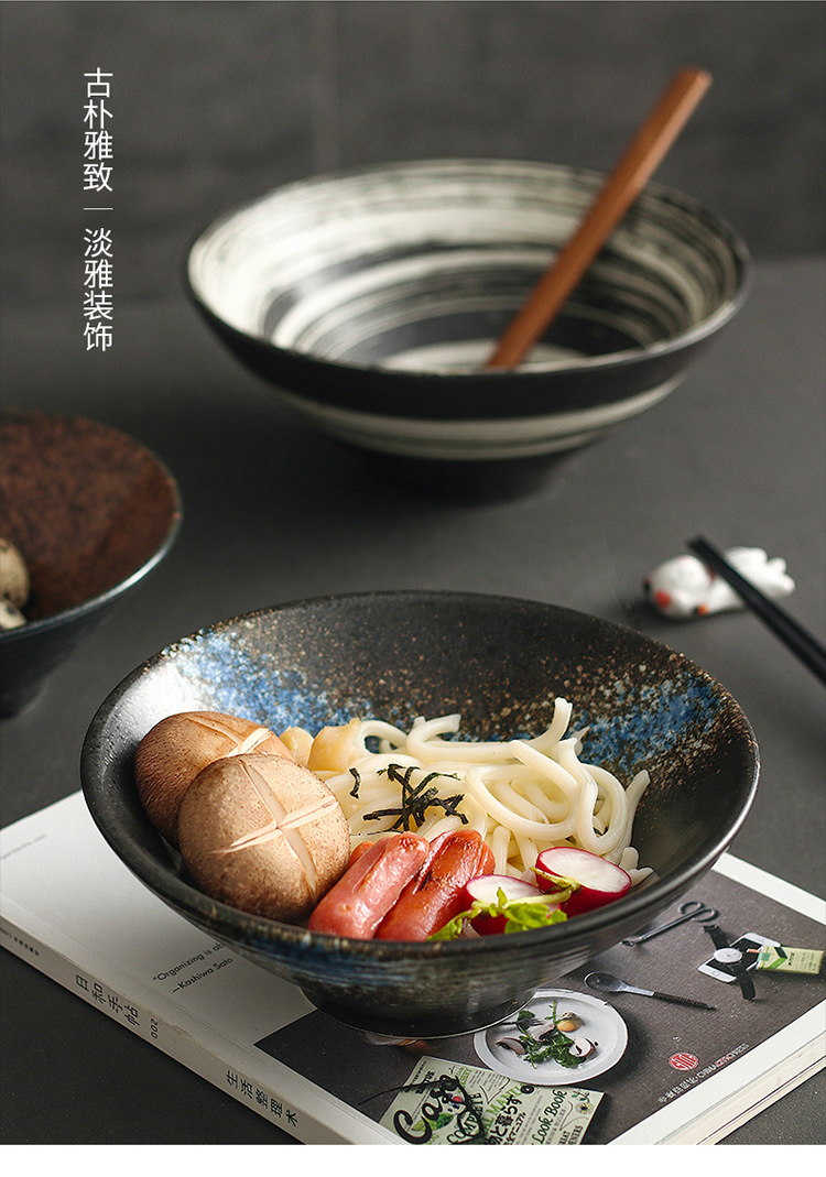 Ramen bowl, Japanese bowl, tableware, noodle bowl, ceramic bowl, commercial rice bowl, bamboo hat bowl, large bowl, spicy hot pot, MAO CAI soup noodle bowl pic 9