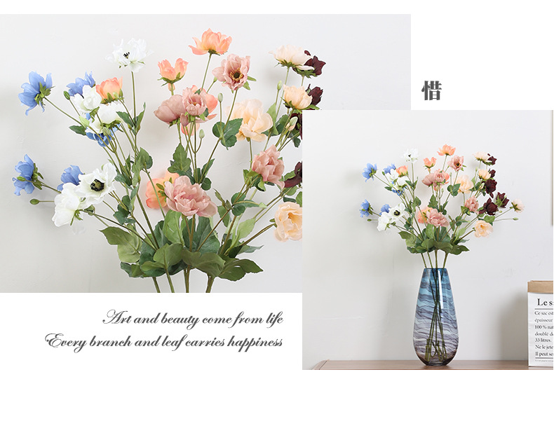 若惜高端天香牡丹花仿真花束婚庆软装家居装饰摆件假花玫瑰花批发详情5