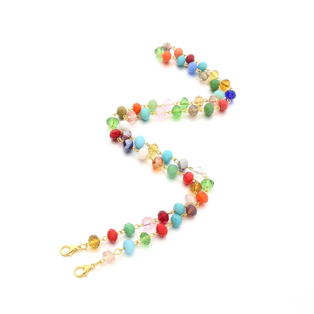 Factory direct sales of mixed-color crystal beads, handcrafted curved needle mask chain, crystal bead necklace, anti-drop and anti-fall necklace, lobster clasp pic 9