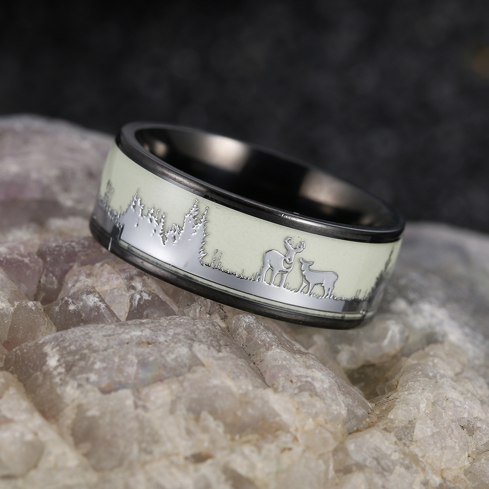 Cross-border best-selling Christmas gifts: Deer titanium steel luminous ring Christmas jewelry wholesale pic 9