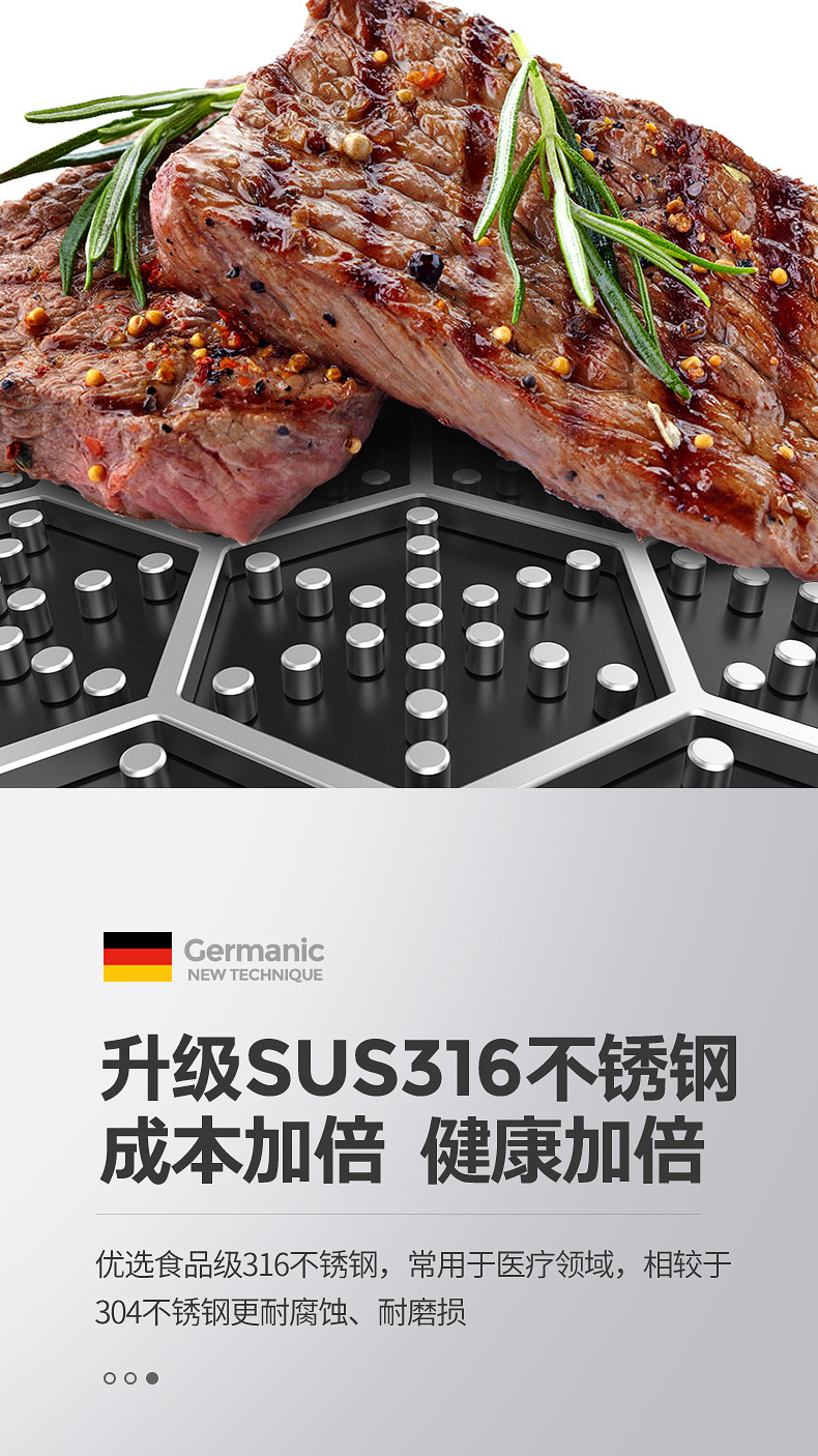 316L不锈钢炒锅双面蜂窝平底锅家用不沾炒菜锅燃气电磁炉通用锅具详情19