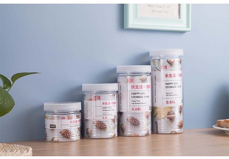 Five-grain storage boxes, plastic bottles, kitchen food storage cans, dry goods sealed, round, household wholesale pic 16