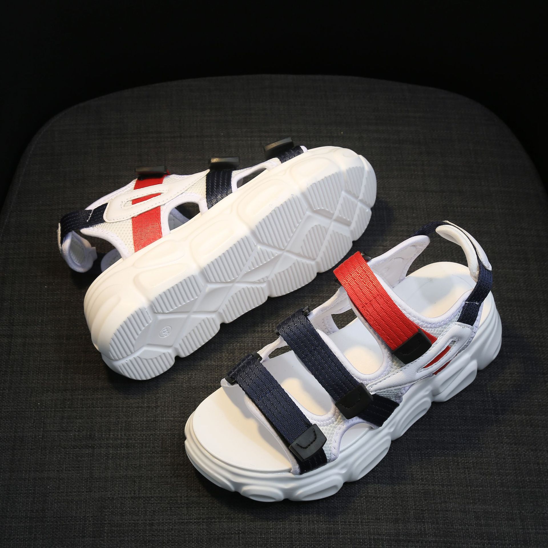 跨镜凉鞋女2025夏季新款韩版学生耐地磨轻便厚底魔术贴松糕鞋批详情48