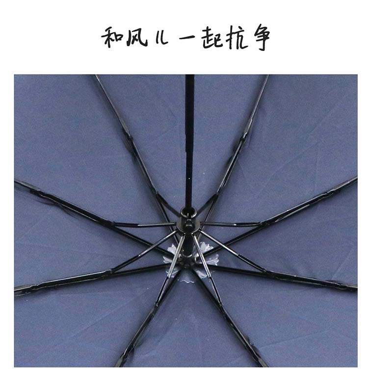 星宝伞简约轻便橡胶手柄遮阳防晒素色三折时尚晴雨伞厂家印刷logo详情5