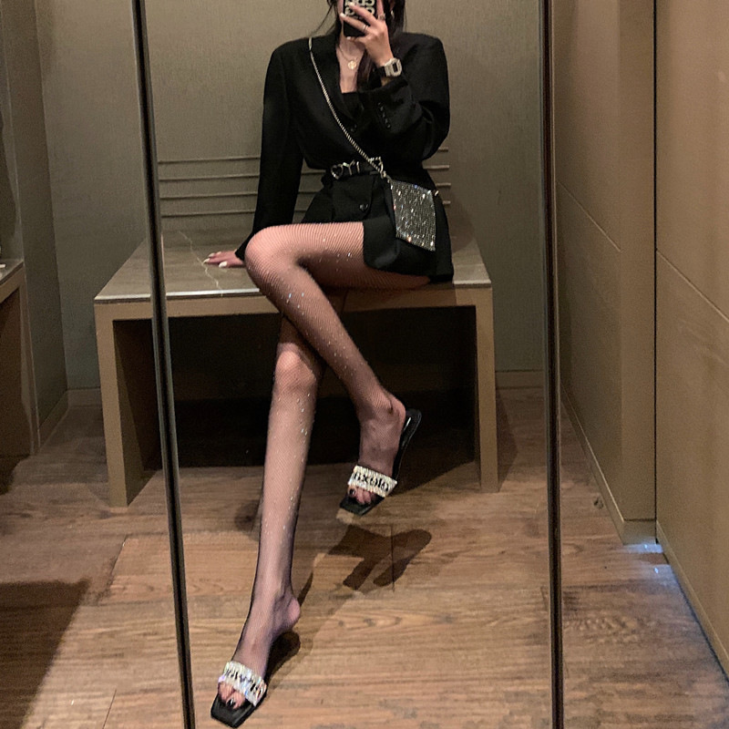 烫钻网袜连裤袜性感镂空渔网黑丝袜女潮夏季薄款防勾丝网红打底袜详情8