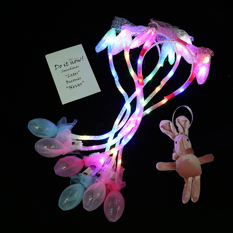 网红发光气囊兔耳朵一捏会动耳朵发光头箍儿童玩具夜市摆摊小商品详情9