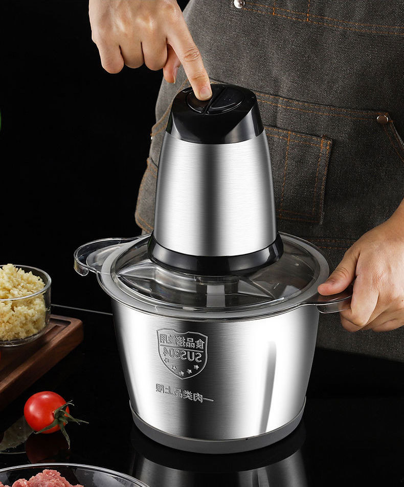 Stainless steel kitchen meat grinder, household 2L automatic food processor, small meat grinder, 3-liter meat and vegetable grinder wholesale pic 12