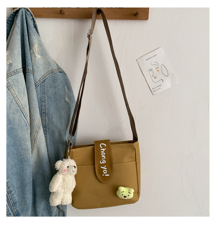 Summer new canvas bag for women, Korean-style teenage girl single-shoulder bag, ins crossbody small square bag, cute girl bag pic 18